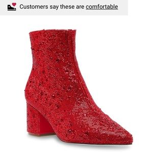 Betsy Johnson red sparkly boot